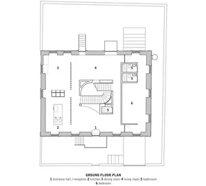 House plan showing a layout of the ground floor of a residential building.