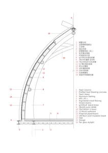 Architectural drawing showing a detailed metal floor plan in a structural design context.