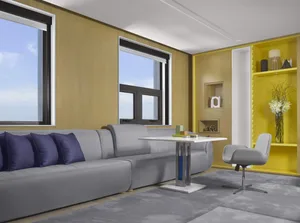 Modern living room with contemporary materials and design.