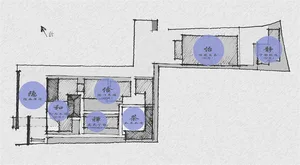A detailed 2D architectural floor plan featuring Bauhaus design principles.