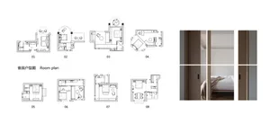 Multiple floor plans of modern residential architectures on a white background.