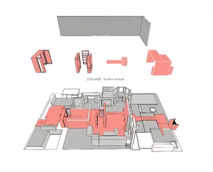 Floor plan of a modern living room layout showcasing contemporary furniture and design elements.
