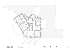 A detailed architectural plan of a hotel, showcasing the layout of various floors and rooms.