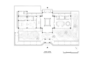 A detailed blueprint of a modern residential floor plan showing various rooms and layouts.