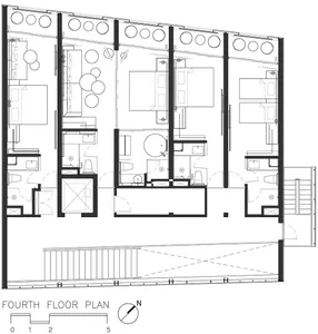 A 2D architectural drawing of a modern building layout