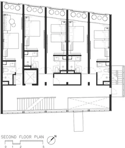 Modern office floor plan with an open plan design and contemporary furniture.