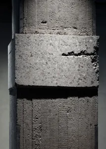 Concrete column with exposed aggregate and rough texture