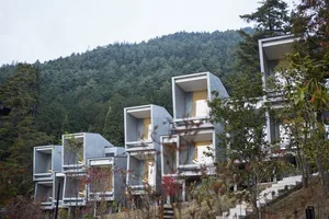 Modern residential building constructed from metal materials.