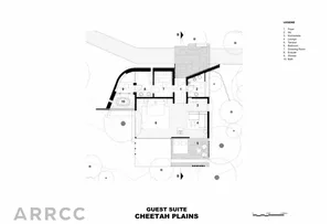 Floor plan of the guest suite at Cheetah Plains showing rooms and layout.