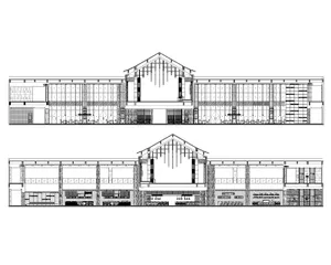 Modern architectural floor plan featuring expansive glass facade and open space.