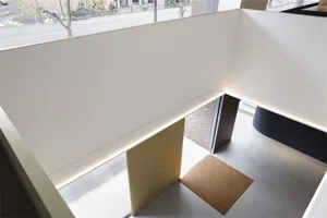 Modern residential interior with concrete structures