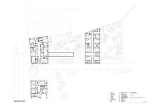 A detailed architectural drawing of the second floor layout.