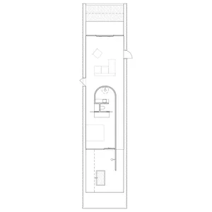 A detailed 2D architectural blueprint of a modern building's layout.