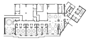 Blueprint of an industrial-style restaurant space