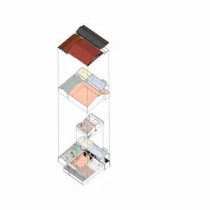 A detailed, isometric architectural floor plan showing various rooms and spaces.