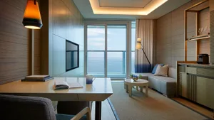 Modern minimalist living room interior with driftwood accents