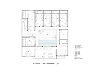 Floor plan of a hotel