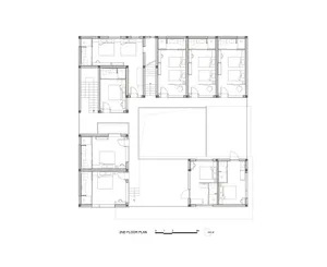 Second floor architectural layout with concrete elements