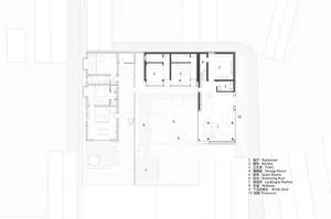 2D architectural drawing of a residential floor plan showing rooms and their layout.