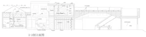 A detailed architectural floor plan showcasing a modern interior design with concrete walls and flooring.