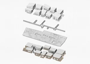 Rendered 3D architectural plan of modern houses