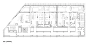 A detailed black-and-white floor plan of a residential apartment layout.