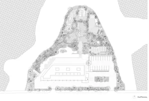 Landscape architecture design featuring a meticulously planned layout incorporating a variety of plant species and hardscapin