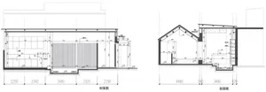 Technical architectural drawing depicting floor plan details.