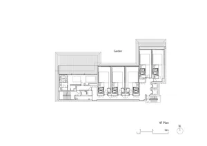 Black and white architectural floor plan of the 4th level showing rooms and layouts.
