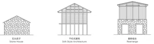 Three architectural plans depicting different house designs.