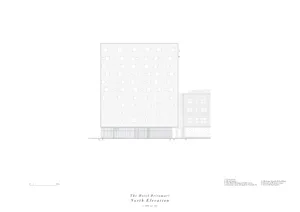Floor plan of a hotel exterior with glass facade