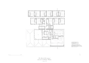 A detailed 2D architectural drawing of the hotel, specifically showing the layout of the fifth level.