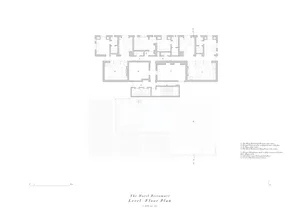 Floor plan of a hotel showing multiple rooms and suites.