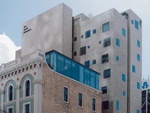 Modern office building with brick exterior
