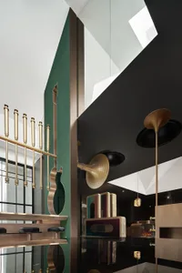 An industrial interior design with metal elements