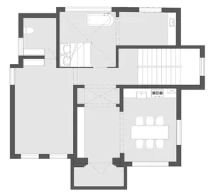 A modern residential floor plan featuring a concrete material and open space.