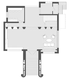Detailed architectural floor plan depicting a modern furniture layout.