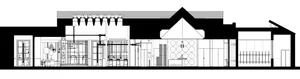 Cross-sectional view of an industrial-style office space