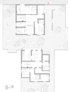 Floor plan of a house showing various rooms and spaces.