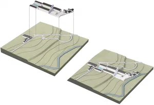 Aerial view of a modern landscape design with greenery