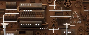 A detailed mechanical engineering replica with various metal components and pipes.