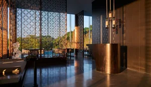 Modern lobby with steel decorations