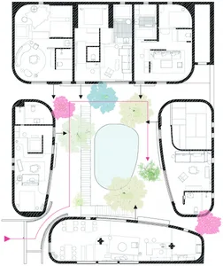 Floor plan of a modern house on paper.