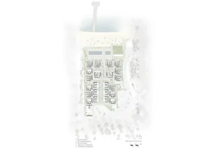 Floor plan of a modern residential building showcasing contemporary design elements.