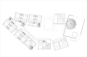Modern residential floor plan showing interior layout of a contemporary home.