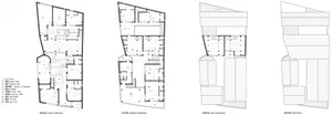 Technical draft of a floor plan showing the layout of a house.