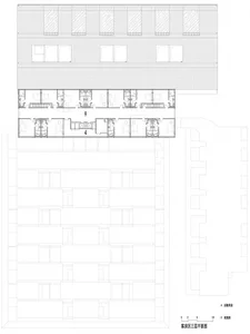 Floor plan of a residential building with multiple rooms and amenities.