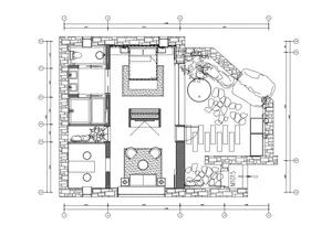 A detailed 2D architectural drawing of a modern residential floor plan.