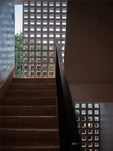 Concrete staircase with industrial design elements