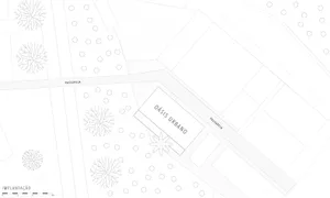 A detailed architectural plan of Oasis Urbano, showcasing urban space organization and landscaping elements.